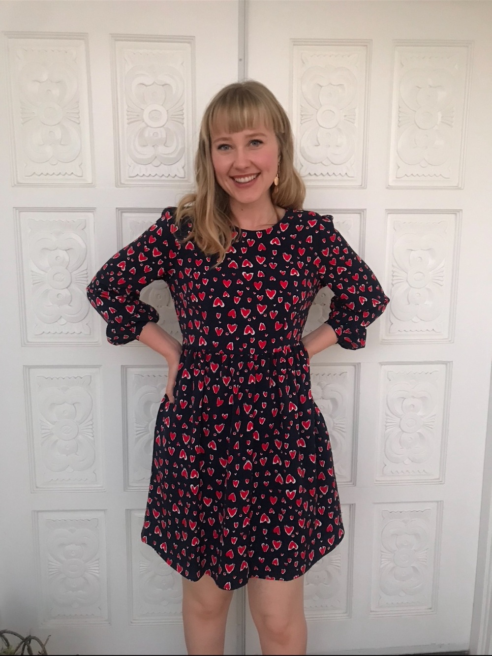 POPSUGAR Black Mini Dress with Red Heart Print